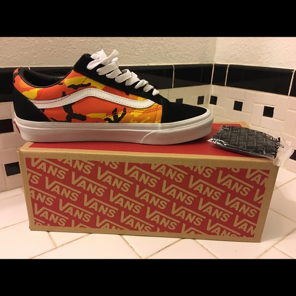 orange camo vans